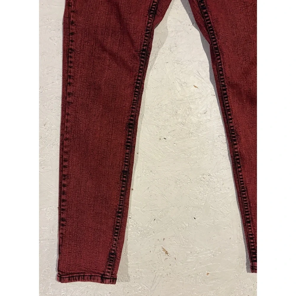 Social Collision Rude Skinny Jeans Red Black Acid Wash Punk Emo Denim 30x32 - Picture 3 of 11